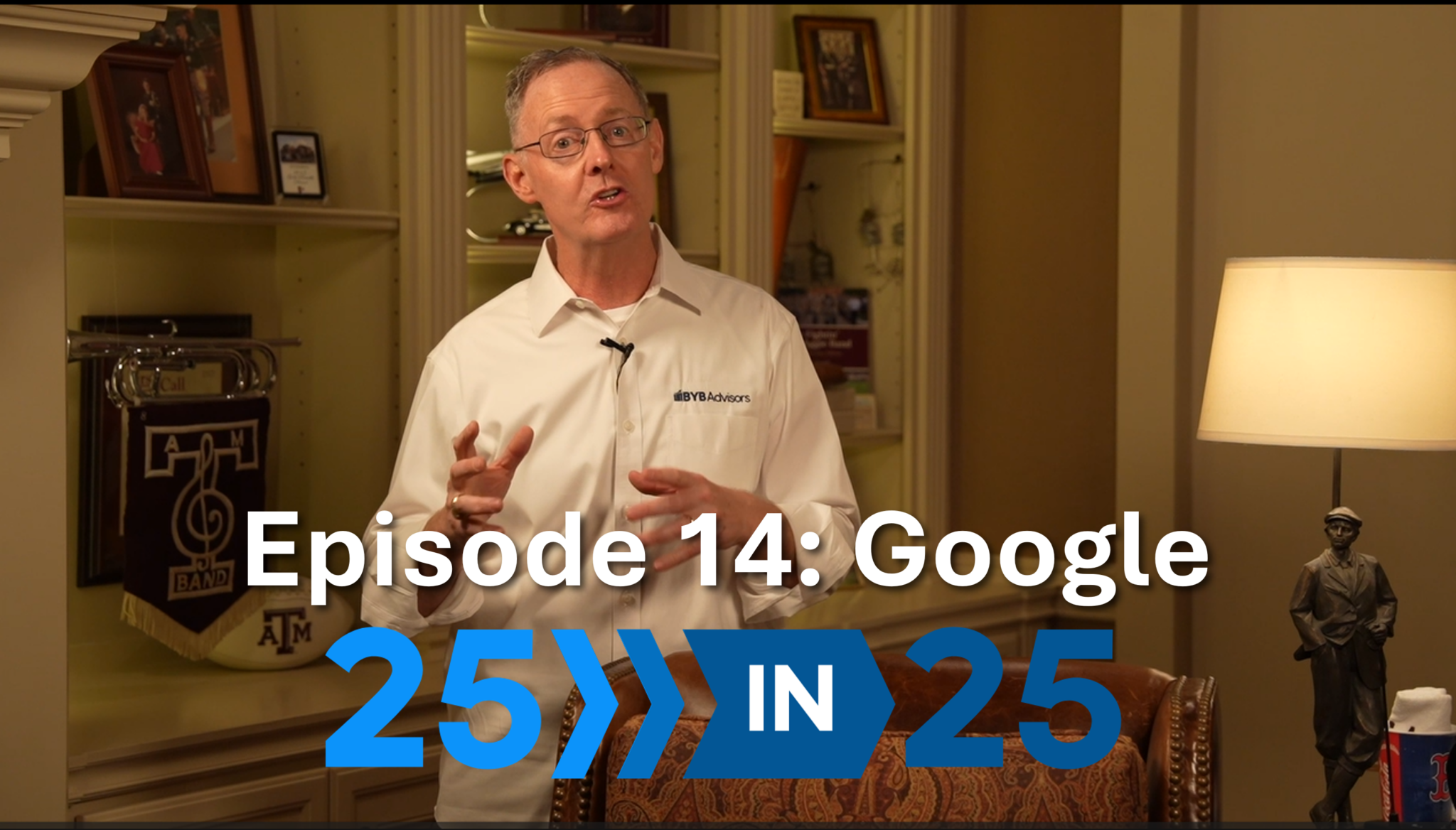 Chris Alexander stands in his study and talks about Google in the 25 in 25 podcast series