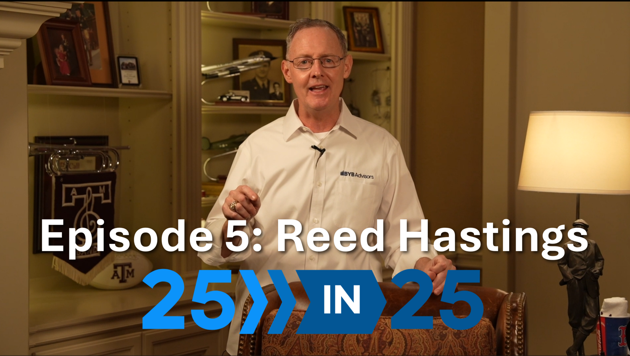 Chris Alexander stands in his study and discusses episode 5 of the podcast series.